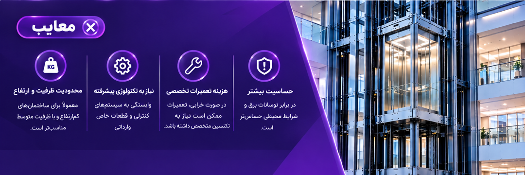 معایب آسانسور بدون موتورخانه